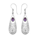 Natural Amethyst Silver Earring