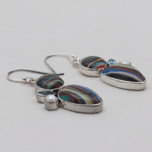 Rainbow Calsilica Silver Earrings