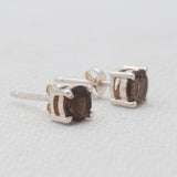 Smoky Quartz Silver Stud Earrings