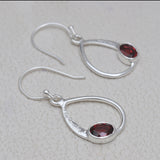 925 Starling Silver Garnet Earring