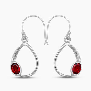 925 Sterling Silver Garnet Earrings