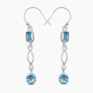 Blue Topaz Silver Earrings