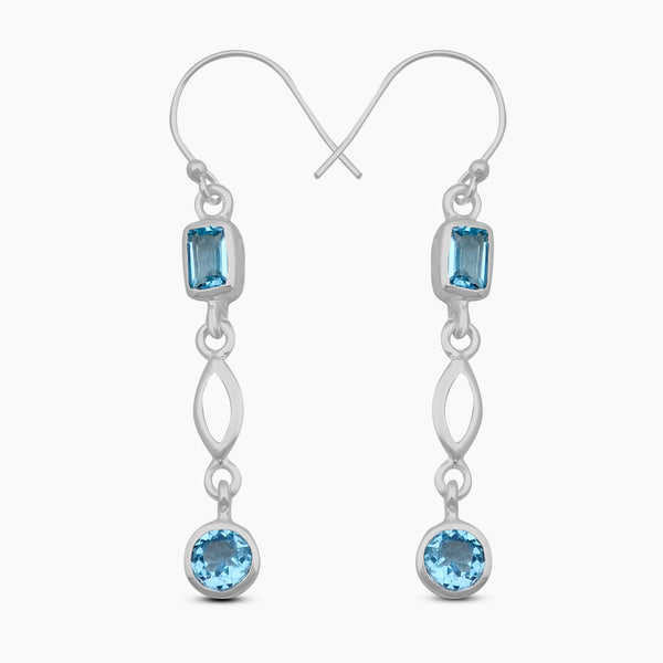 Blue Topaz Silver Earrings