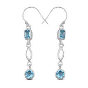 Blue Topaz  Silver Earrings