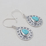 Mexican Turquoise Silver Teardrop Earrings