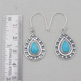 Mexican Turquoise Silver Teardrop Earrings