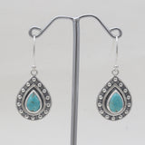 Mexican Turquoise Silver Teardrop Earrings