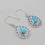 Mexican Turquoise Silver Teardrop Earrings
