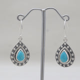 Mexican Turquoise Silver Teardrop Earrings