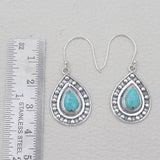 Mexican Turquoise Silver Teardrop Earrings