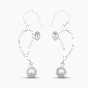 South Sea Pearl & Crystal Silver Earrings