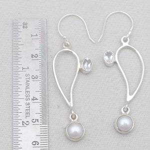 South Sea Pearl & Crystal Silver Earrings
