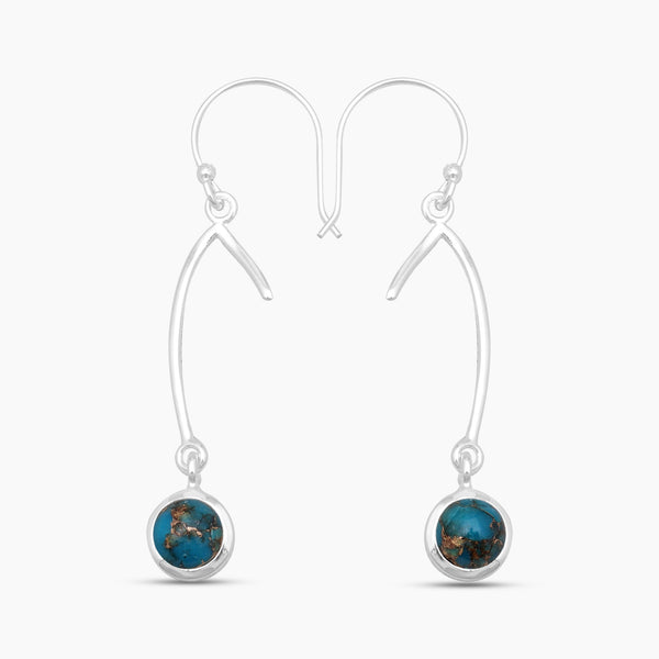 Blue Copper Turquoise Silver Earrings