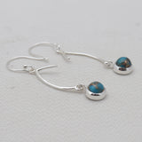 Blue Copper Turquoise Silver Earrings