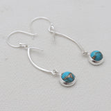 Blue Copper Turquoise Silver Earrings