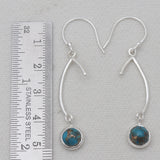 Blue Copper Turquoise Silver Earrings
