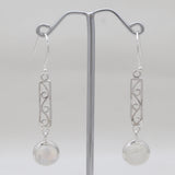 Rainbow Moonstone Silver Dangle Earrings
