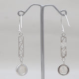 Rainbow Moonstone Silver Dangle Earrings