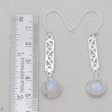 Rainbow Moonstone Silver Dangle Earrings