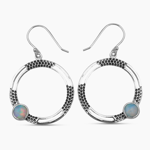 Natural Ethiopian Opal Silver Earrings