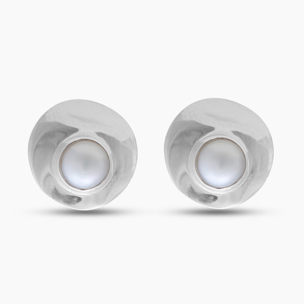 Natural South Sea Pearl Silver Stud Earrings