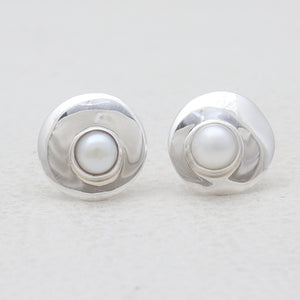 Natural South Sea Pearl Silver Stud Earrings