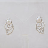 Natural Pearl & White Topaz Silver Earrings