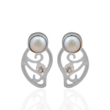 Natural Pearl & White Topaz Silver Earrings