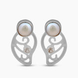 Pearl & White Topaz Silver Studs Earrings