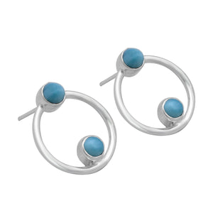 Larimar Silver Studs Earrings