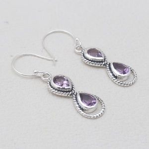 925 Sterling Silver Amethyst Earrings