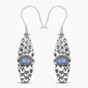 Natural Rainbow Moonstone Silver Earrings