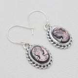 Carved Shell Design Silver Cameo Earrings