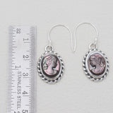 Carved Shell Design Silver Cameo Earrings
