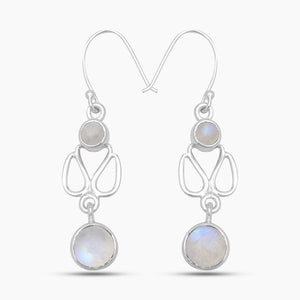Rainbow Moonstone Silver Earrings