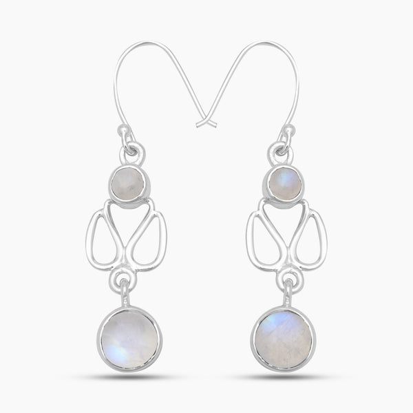 Rainbow Moonstone Silver Earrings
