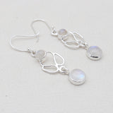 Rainbow Moonstone Silver Earrings