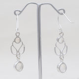 Rainbow Moonstone Silver Earrings