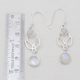 Rainbow Moonstone Silver Earrings