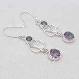 Rainbow Moonstone Silver Earrings