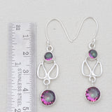 Rainbow Moonstone Silver Earrings