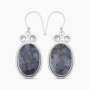 925 Sterling Silver Larvikite Earrings