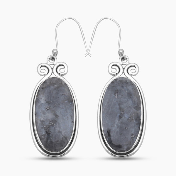 925 Sterling Silver Larvikite Earrings