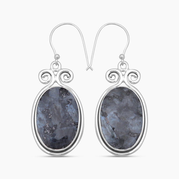 925 Sterling Silver Larvikite Earrings
