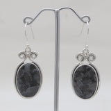 925 Sterling Silver Larvikite Earrings