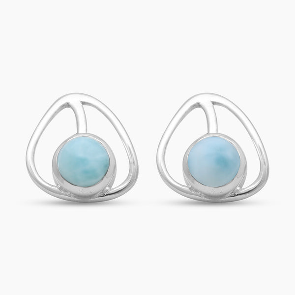 Larimar Silver Studs Earrings
