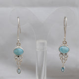 Natural Larimar Silver Earrings