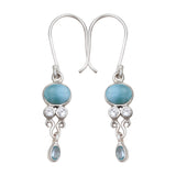 Natural Larimar Silver Earrings