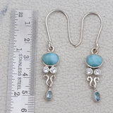 Natural Larimar Silver Earrings