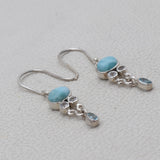 Natural Larimar Silver Earrings